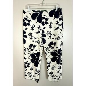 Lauren Ralph Lauren Women's Pants Size 12 Floral Straight Leg Cotton Ankle